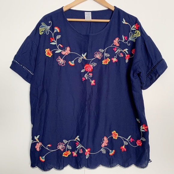 Time and Tru Tops - 🌿5/$25 Sale Time & Tru Blue Sapphire Floral Top